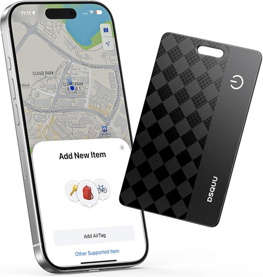 Wallet Tracker Card Air-Tag (iOS Only) Ultra-Thin 0.07in IP68 Waterproof Bluetooth Tracker for Wallets, Passport, Work with Apple Find My, Wireless Charging, Anti-Loss Card Locator iOS Only (1 Pack)