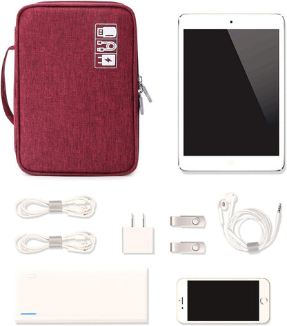 Lanola Travel Cable Organizer Bag, Electronic Accessories Case Portable Double Layer Cable Storage Bag for Cord,phone,Charger, Flash Drive, Phone, SD Card,Personal Items - (Purple)