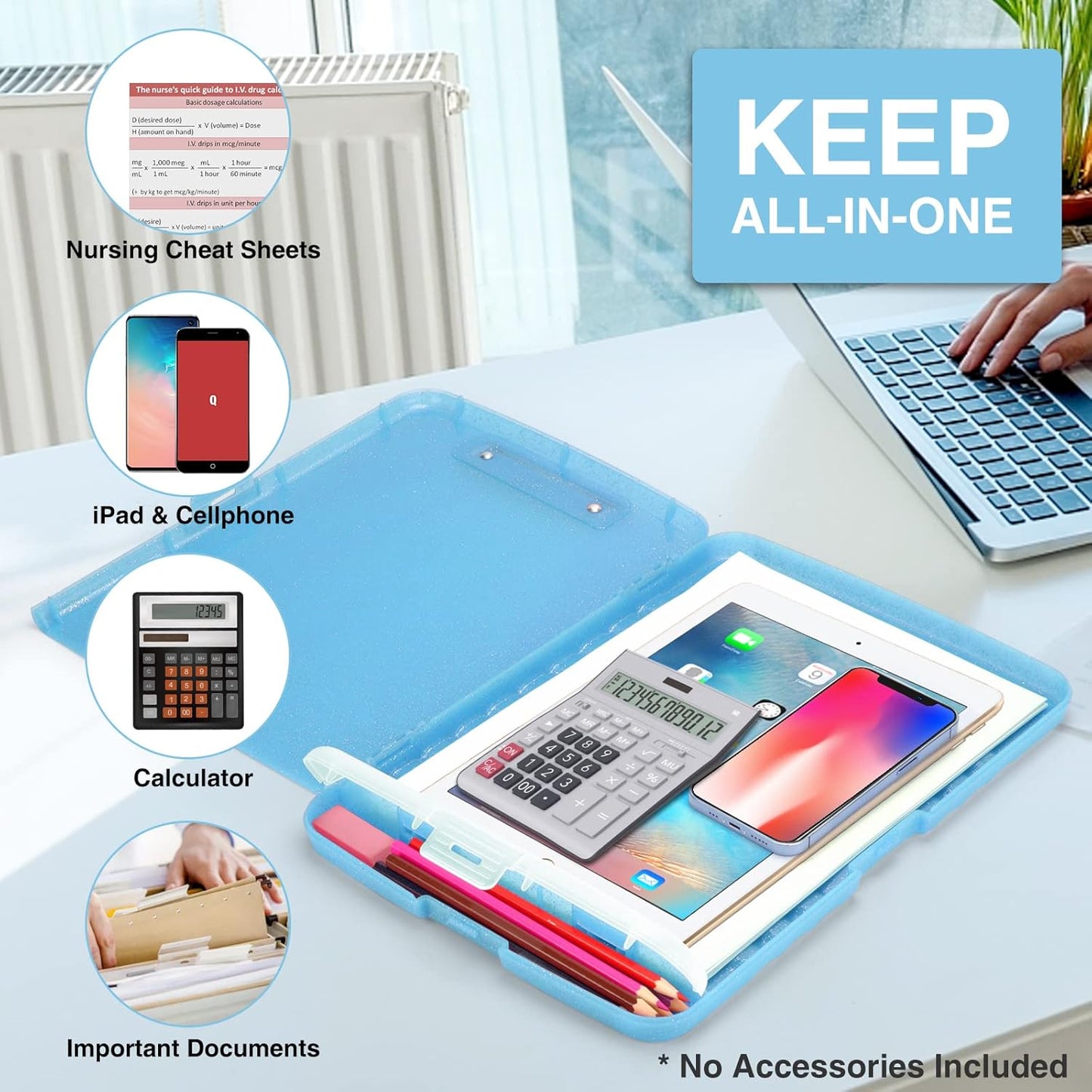 Sooez Clipboard with Storage, Clip Board 8.5 x 11 with Pen Holder, Plastic Organization Case Box for Letter Legal A4 Size Paper, Low Profile Clip, Nurses Teachers Must Haves, School & Office Supplies