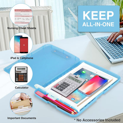 Sooez Clipboard with Storage, Clip Board 8.5 x 11 with Pen Holder, Plastic Organization Case Box for Letter Legal A4 Size Paper, Low Profile Clip, Nurses Teachers Must Haves, School & Office Supplies