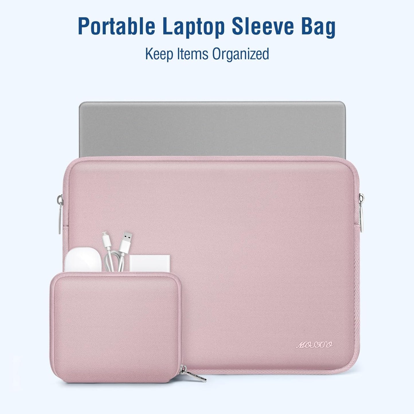 MOSISO Laptop Case 13.3 inch, 13-13.3 inch Laptop Sleeve Bag Compatible with MacBook Air/Pro 13/Pro 14 M5 M4 M3 M2 M1, HP Dell ASUS Lenovo, Neoprene Computer Sleeve Bag with Small Case, Baby Pink - Colors A