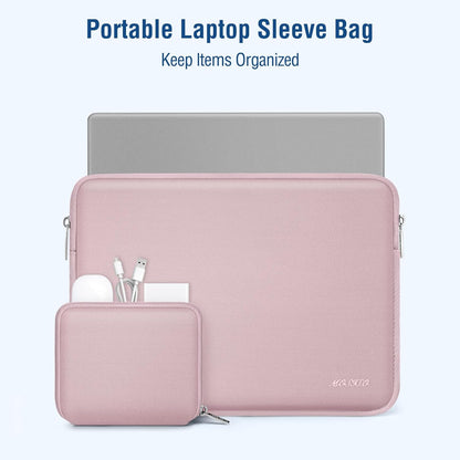 MOSISO Laptop Case 13.3 inch, 13-13.3 inch Laptop Sleeve Bag Compatible with MacBook Air/Pro 13/Pro 14 M5 M4 M3 M2 M1, HP Dell ASUS Lenovo, Neoprene Computer Sleeve Bag with Small Case, Baby Pink - Colors A
