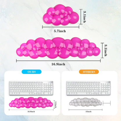 Gel Cloud Keyboard and Mouse Wrist Rest, Cute Wrist Support and Arm Support Keyboard Rest for Keyboard and Mouse Typing Pain Relief，Suitable for Office/Computer/Laptop/Gaming（White）
