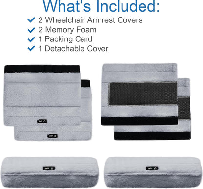 SPRING SEAON Wheelchair Armrest Covers 2 Pack Soft Memory Foam Wheelchair armrest Pads Wicking Washable for Office Transport Chair (Black)
