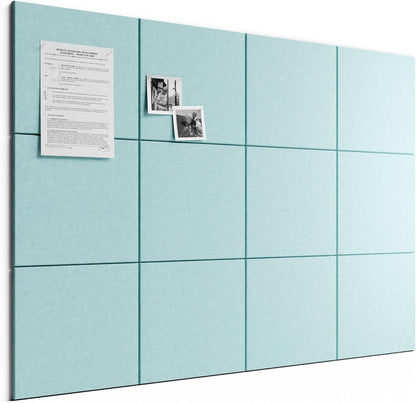 Bumusty Large Cork Board Alternative-48 x 36" Felt Bulletin Board Tiles, with 30 Pushpins, 70 Adhesive Tabs, Bold-Stripe 12-Pack, Cork Boards for Office Push Pin Board Felt Board-Carbon Blue