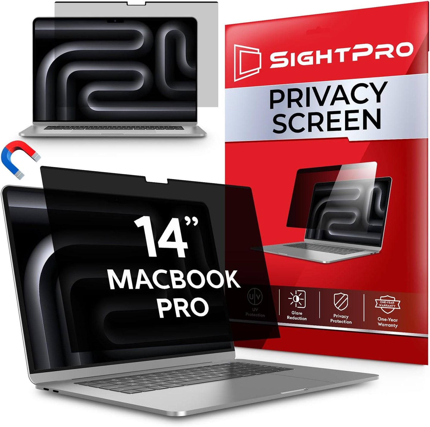 SightPro Magnetic Laptop Privacy Screen 14 Inch 16:9 - Patented Removable Laptop Privacy Filter Shield and Protector