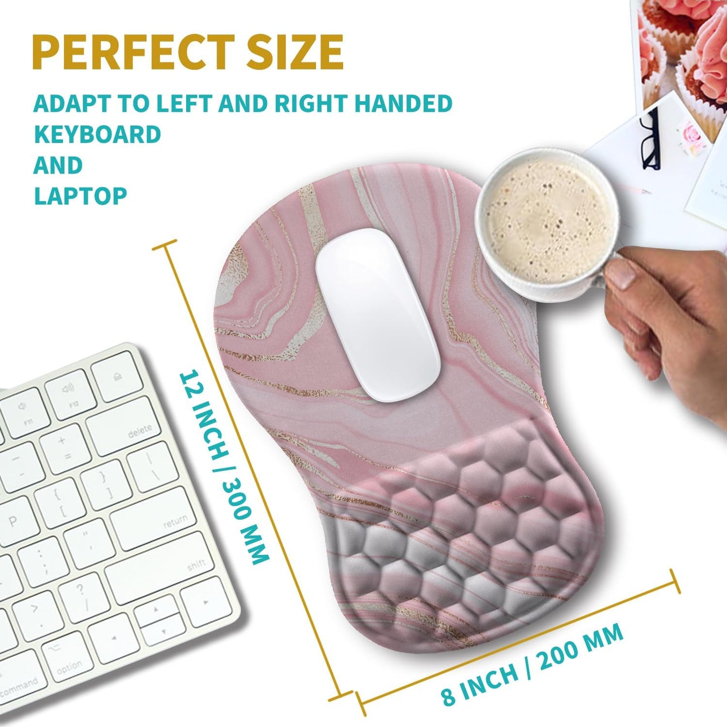Hokafenle Ergonomic Mouse Pad Wrist Support, Wrist Rest Mousepad for Carpal Tunnel Pain Relief with Integrated Memory Foam Slope Massage Bulge (11.8x7.9 inch,Topographic Contour)