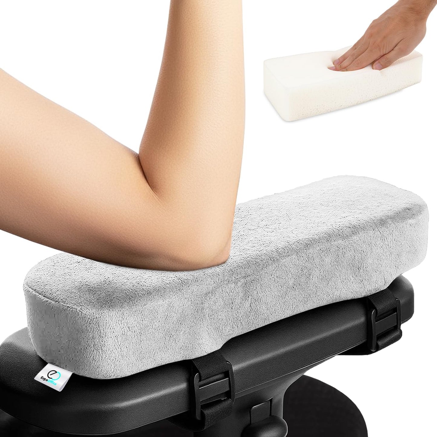 Thick Memory Foam Office Chair Arm Pads - Office Chair Armrest Covers Provide Elbow Cushion and Relieve Pressure - Ergonomic Desk Chair Arm Covers - Gaming, Computer Chair Rest Pads (Set of 2) (Black)
