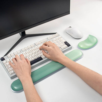 Gel Keyboard and Mouse Wrist Rest Set –White Clear Wrist Rest for Computer Keyboard 60%/68%/75%, Comfort & Support for Typing and Gaming