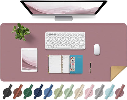 Non Slip Desk Mat, 31.5" x 15.7" PU Leather Desk Pad, Cork Desk Mat for Desktop, Desk Pad for Keyboard and Mouse, Ideal for Office and Home, Black
