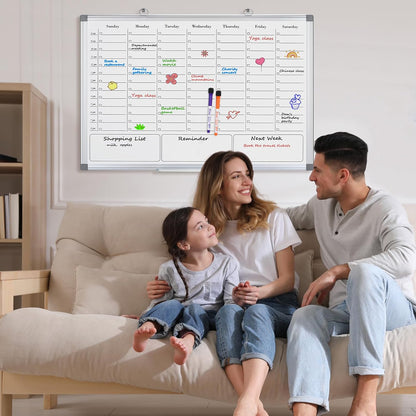 ONAVIA Desktop Whiteboard with Stand, 16"×12" Double-Sided Magnetic Dry Erase Calendar, Weekly Monthly Schedule with Time Slots, Portable for Home, Office, Planning, Memo, to Do List