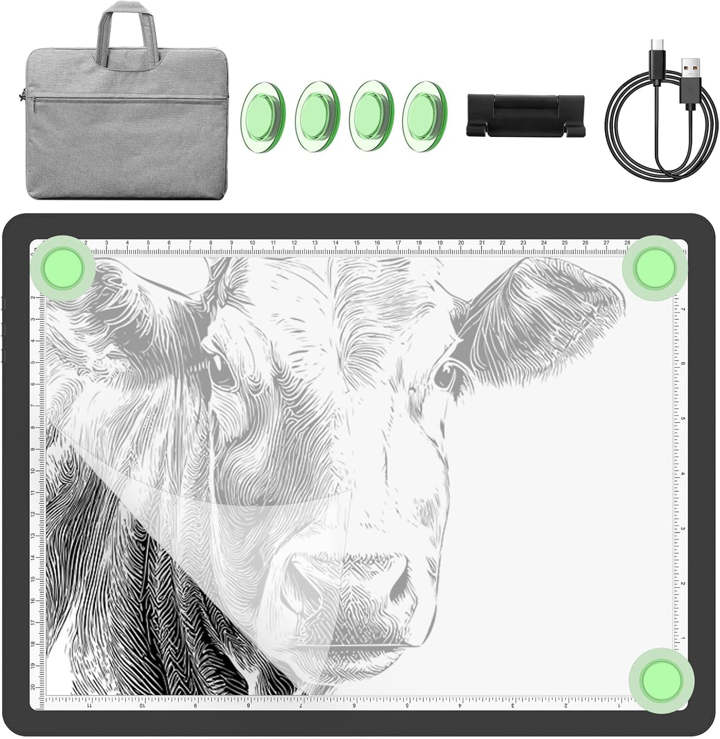 YINGWOND Rechargeable A4 Light Box for Tracing,Ultra-Thin 9000LUX Super Bright Wireless Light Pad with Adjustable Brightness Color,13.9x10 in Light Board for Diamond Painting Drawing Sketching