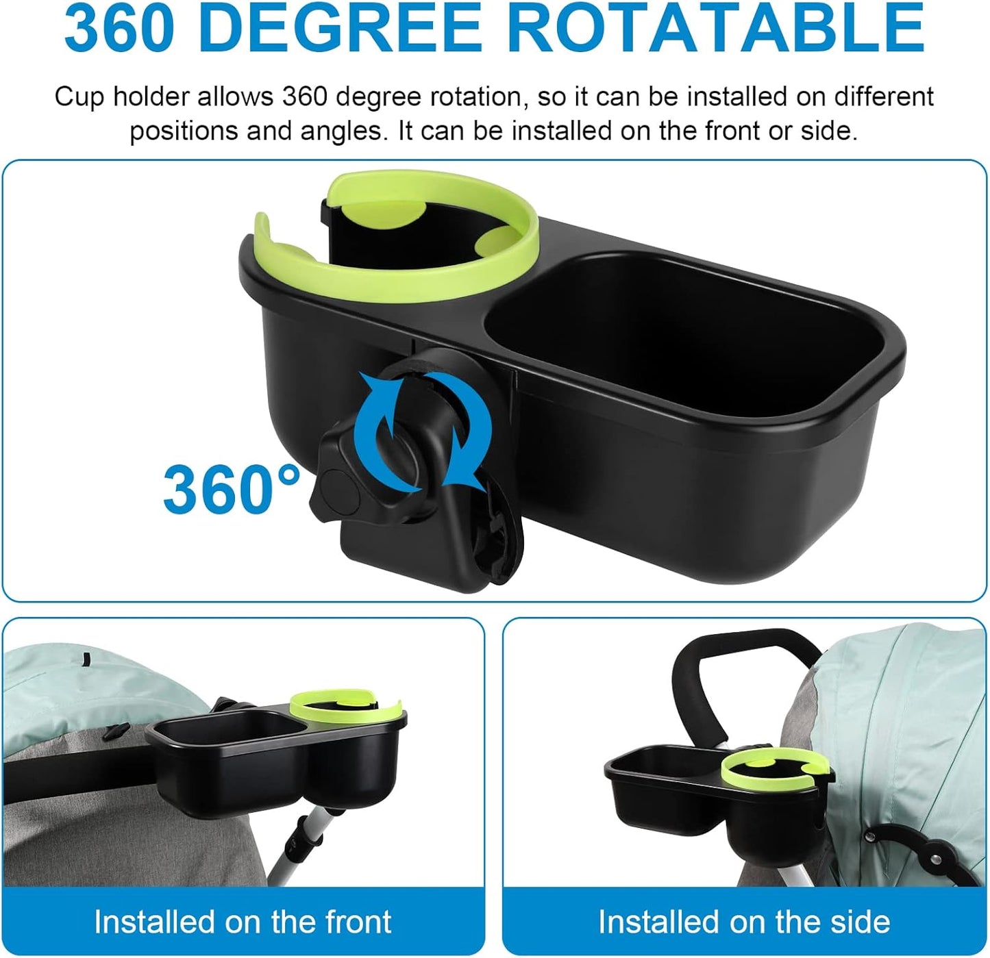 Accmor Stroller Cup Holder, Universal Cup Holder for Uppababy Nuna Doona Strollers, Bottle Drinks Holder for Wheelchair, Walker, Bike, Scooter