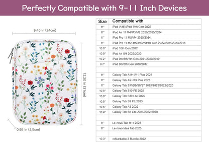 Dadanism 9-11" Tablet Sleeve Bag Carrying Case for iPad (A16) 11th Gen 11", iPad 10th Gen 10.9" Air 5/4, iPad Air M4/Pro 11", iPad 9/8/7th, Galaxy Tab A11+ Plus 11", Remarkable 2 10.3", Black