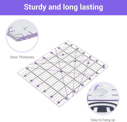 Headley Tools Rotary Cutter Set - 45mm Fabric Cutter, 5 Extra Rotary Blades, A3 Cutting Mat, Quilting Ruler and Sewing Clips, Craft Knife Set, Ideal for Crafting, Sewing, Patchworking, Purple