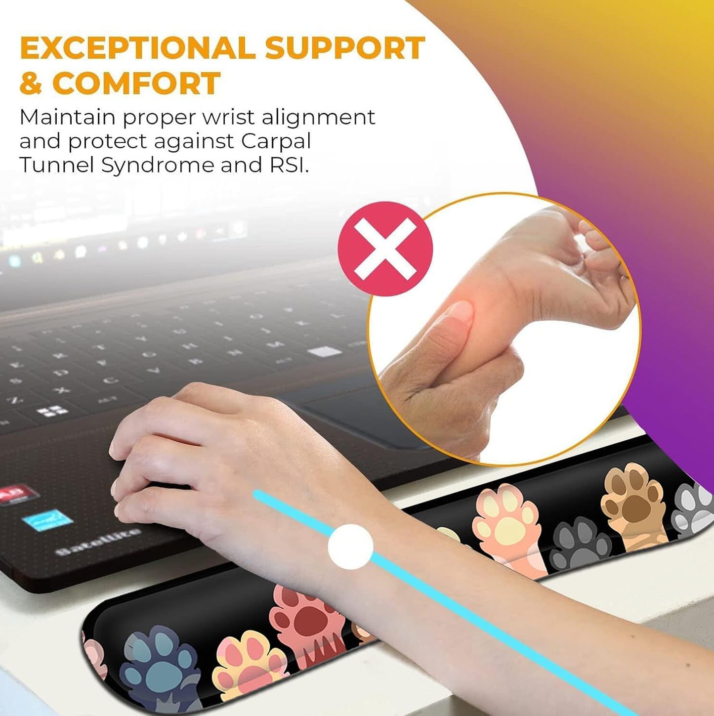 Mouse Pad with Wrist Support, Ergonomic Gel Mouse Pad Beautiful Flowers,Non-Slip Durable, Memory Foam Keyboard Wrist Rest, Suitable for Office Typing Games, Pink Hyacinths on Wood Panel