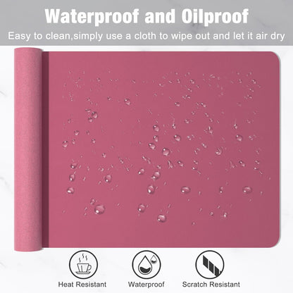 Hsurbtra Desk Pad, 23.6" x 13.8" PU Leather Desk Mat, M Extended Mouse Pad, Waterproof Desktop Blotter Protector, Non-Slip Ultra Thin Small Laptop Keyboard Writing Mat for Office Home, Pink
