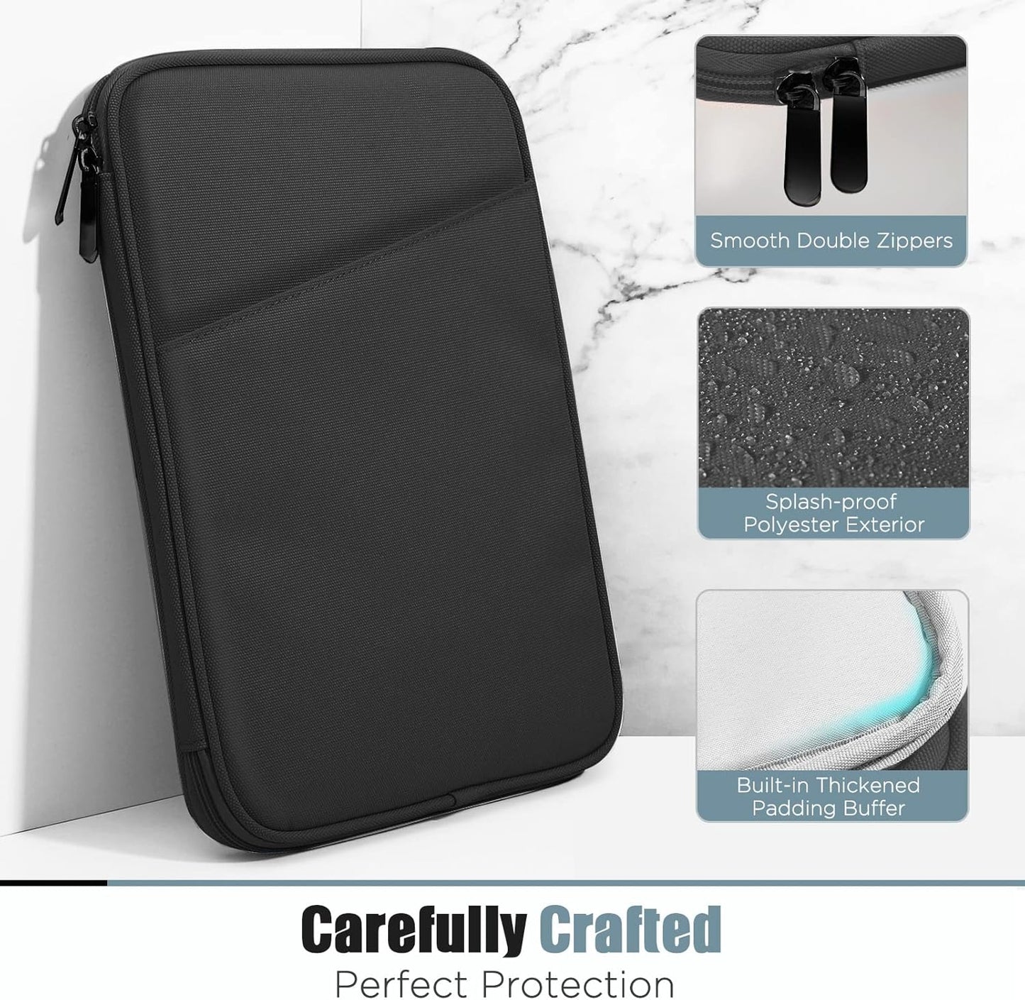 TiMOVO 9-11" Tablet Sleeve Bag for iPad 11-inch A16 2025, iPad 10.9"/10.2"| Air 11 Inch/5th/4th Gen. 10.9", Galaxy Tab A9+/A11Plus 11", Protective Bag with Pocket, Black