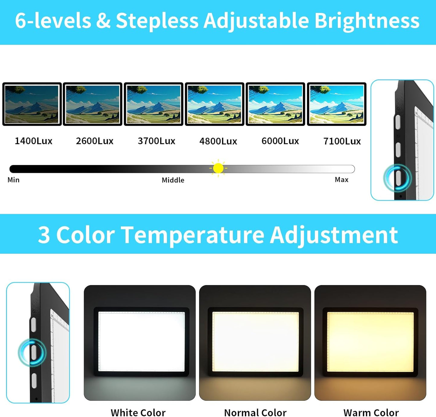 Phylosal Rechargeable A4 LED Light Pad with Built-in Stand, Magnetic Tracing Light Box for Drawing, Diamond Art Light Board with Side Button, Super Bright Light Table for Diamond Painting, Sketching