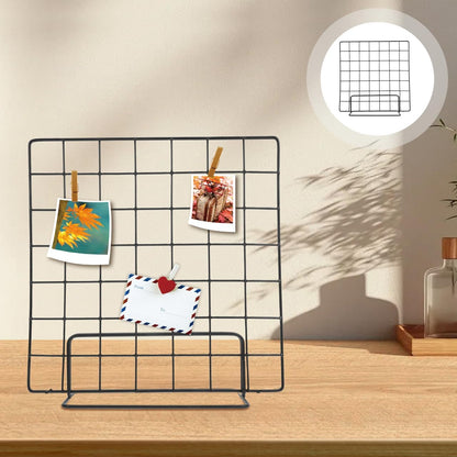 Multi-Functional Wire Grid Display Stand 13.77In Tabletop Photo Organizer Panel for Craft Shows and Desktop Display