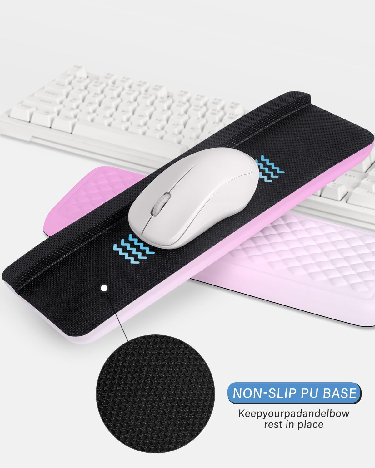 ITNRSIIET 2-Piece L Shaped Split-Design Desk Elbow Pad, Dual-Zone Support, Tri-Zone Relief for Elbow/Forearm/Wrist, Adaptive to All Desk Geometry, Non-Slip Laser-Engraved Base, Timeless Black