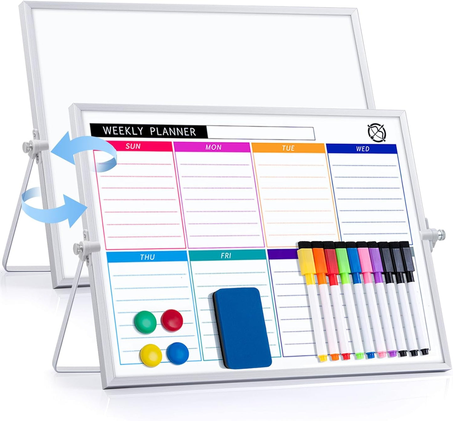 ARCOBIS Small WhiteBoard with Stand 10" X 10", Magnetic Double-Sided Dry Erase White Board Easel for Desk Students Home Office