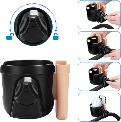 Accmor 2-in-1 Walker Cup Holder with Phone Holder, Wheelchair Cup Holder, Rollator Cup Holder, Cup Phone Holder for Walker, Wheelchair, Rollator, Mobility Scooter