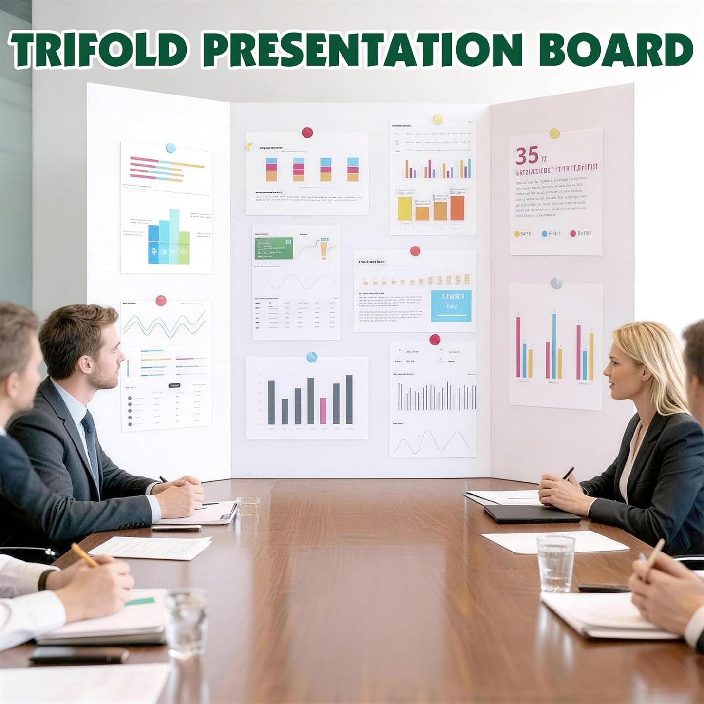 10 Pack Trifold Poster Board, 36in x 48in Corrugated Project Board, White Presentation Board, Trifold Display Board for School Project, Business Presentation, Science Fairs, Event Display