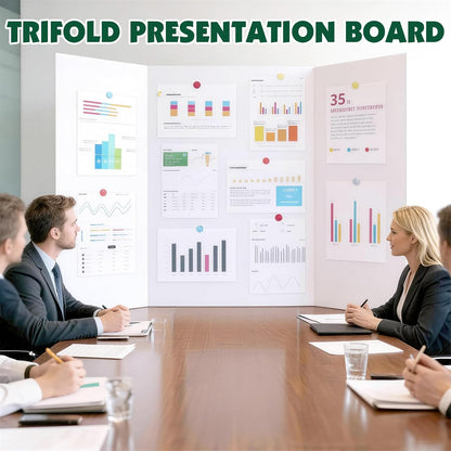 10 Pack Trifold Poster Board, 36in x 48in Corrugated Project Board, White Presentation Board, Trifold Display Board for School Project, Business Presentation, Science Fairs, Event Display