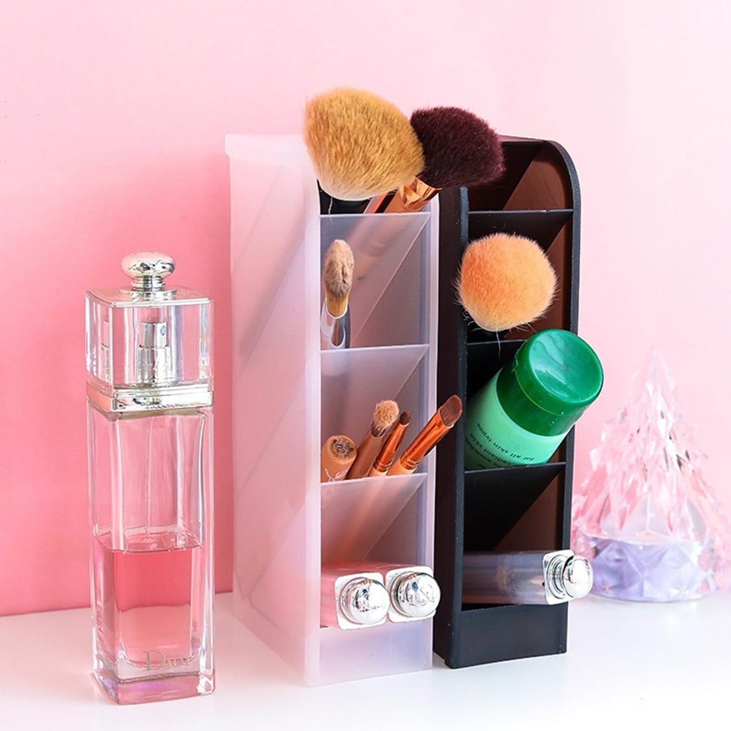 Angled Pen Holder Desk Organizer, 4 Grids Vertical Marker Organizer Pen Display Holder for Desk Stationery Pencil Storage