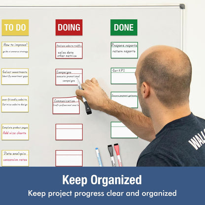 HOMiDEK Magnetic Kanban Board Scrum Card, 5x3 Dry Erase Magnet Label, Reusable Planning Card Agile Board Kit for Whiteboard, Metal Board or Any Magnet Friendly Surface - 4 Markers Included
