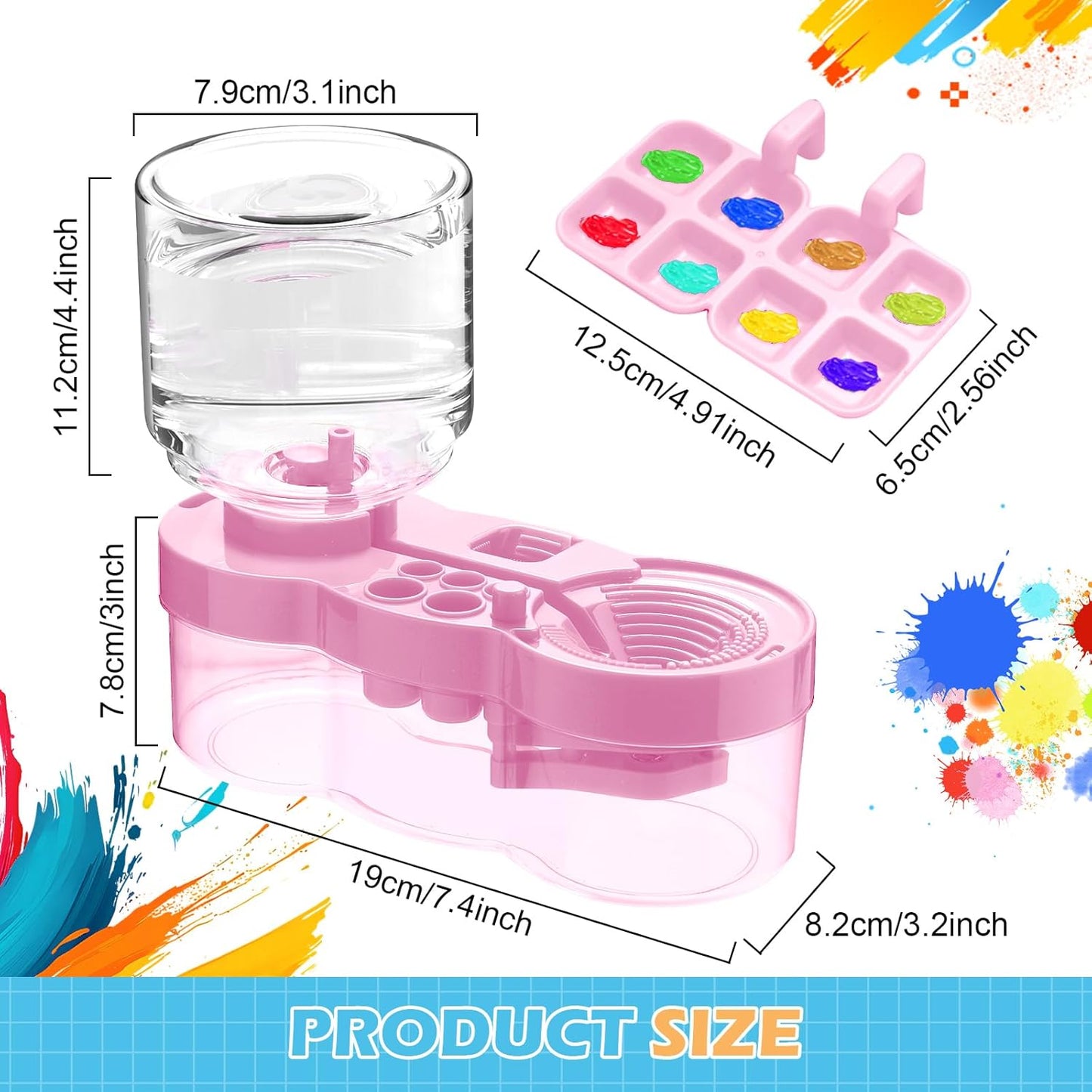 Paint Brush Cleaner, Upgraded Water Cycle Watercolor Rinser Dispenser with Holder and Palette, Washing My Brushes, Cleaning System for Acrylic,Watercolor,Painting Art Supplies for Adults Students