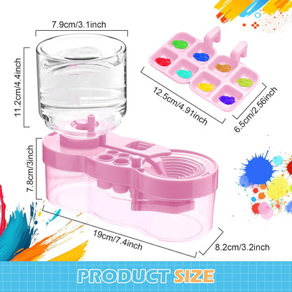 Paint Brush Cleaner, Upgraded Water Cycle Watercolor Rinser Dispenser with Holder and Palette, Washing My Brushes, Cleaning System for Acrylic,Watercolor,Painting Art Supplies for Adults Students