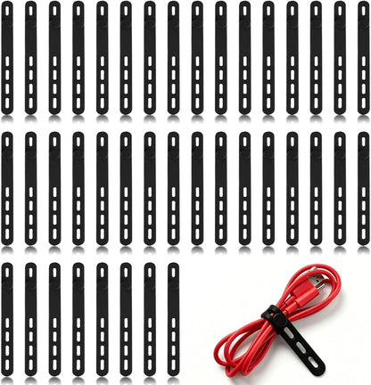 25 Pcs Silicone Cable Ties, Reusable Cable Straps Wire Organizer, Cable Management Cord Organizer for Fastening Earphone Phone Charger Home Office Desk Kitchen Appliances Cable Cords Wires