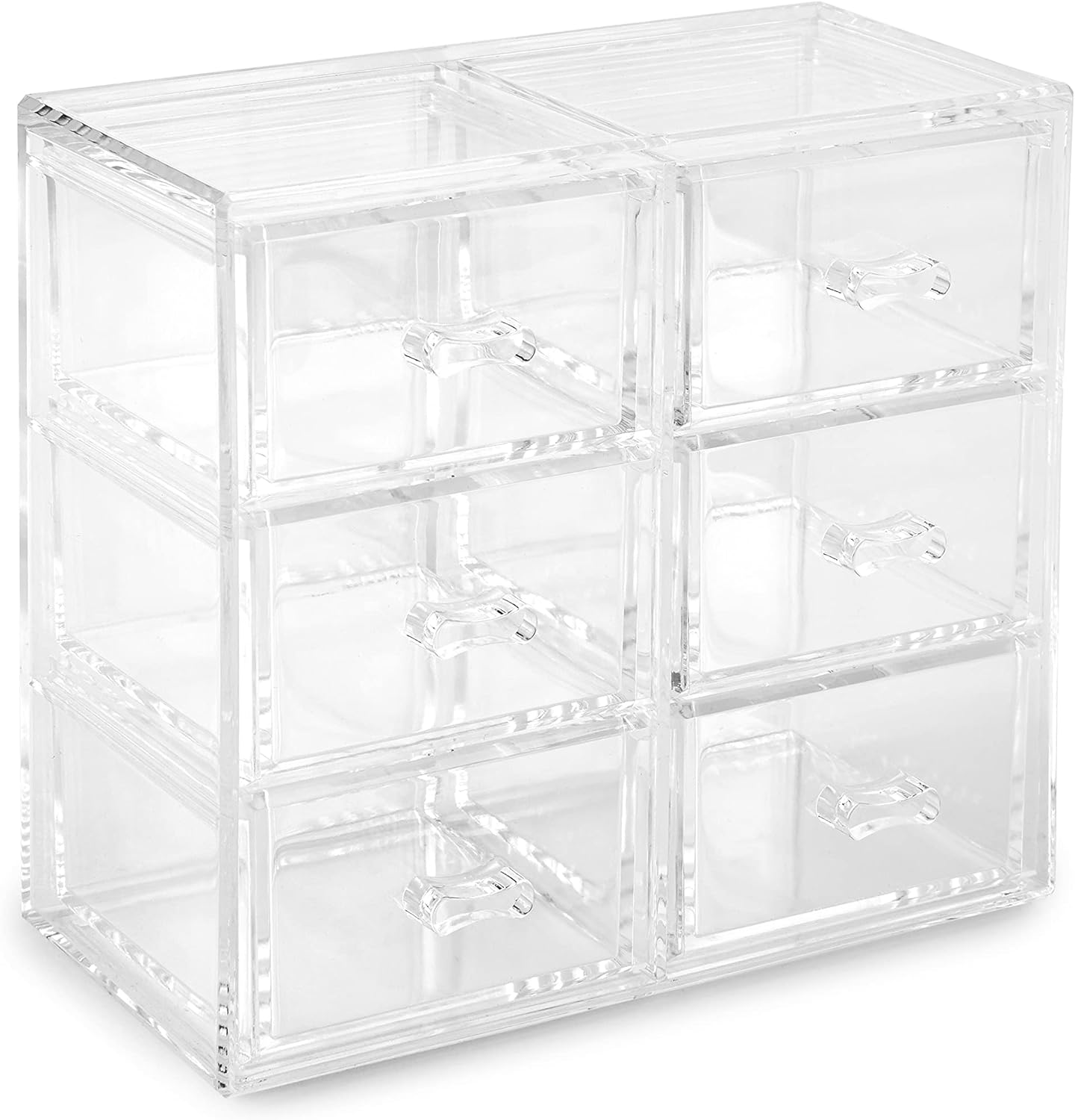 Huang Acrylic Clear Stackable Upright 3-Drawer Organizer, Makeup Jewelry Accessories Cosmetic Countertop Storage Display 3.5 x 3.25 x 5.75 inches