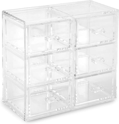 Huang Acrylic Clear Stackable Upright 3-Drawer Organizer, Makeup Jewelry Accessories Cosmetic Countertop Storage Display 3.5 x 3.25 x 5.75 inches