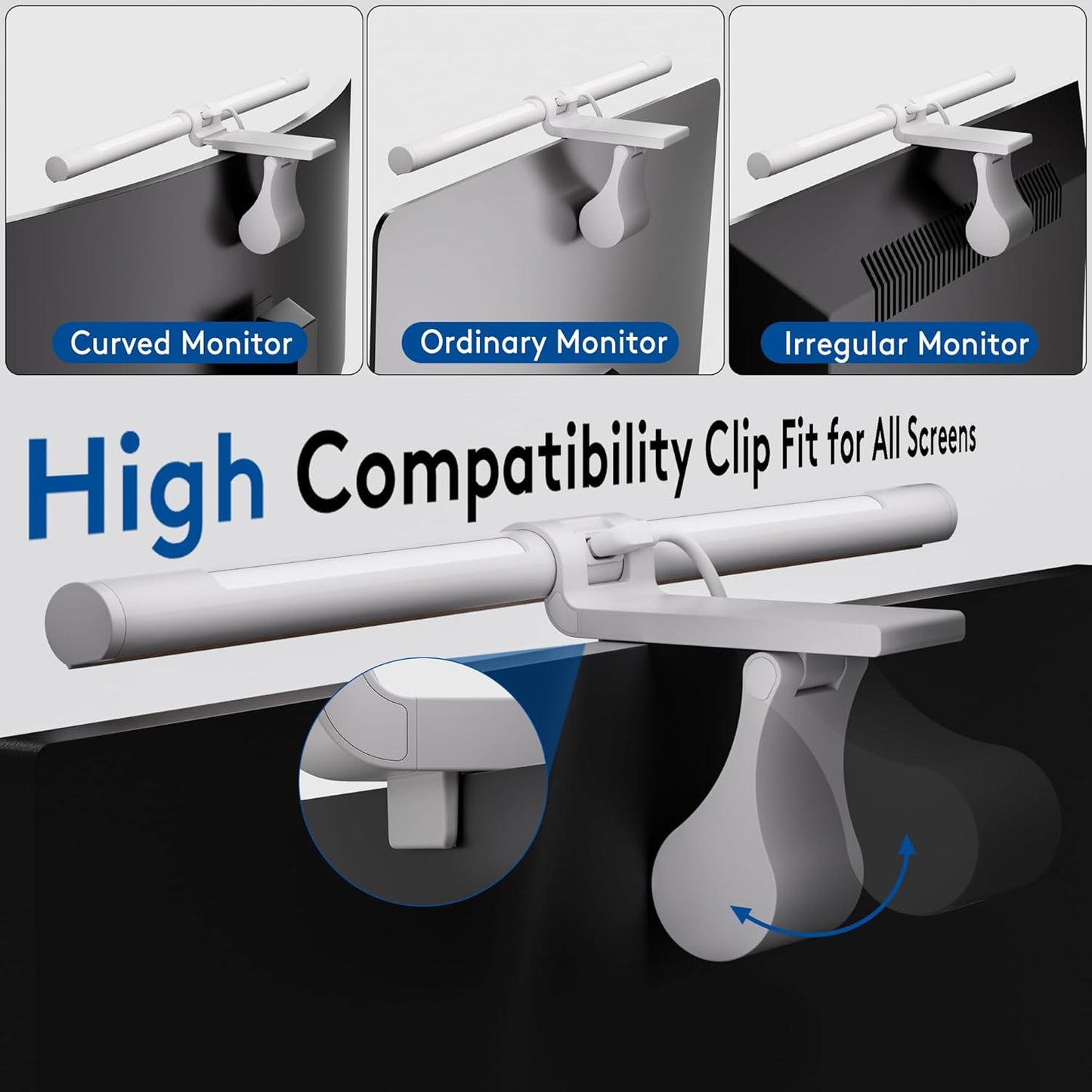 Quntis Computer Monitor Light Bar with Remote, Eye-Care Monitor Light Backlight Desk Lamp for Home Office Gaming, Stepless Dimming Brightness and Color Temperature, No Screen Glare, Gray
