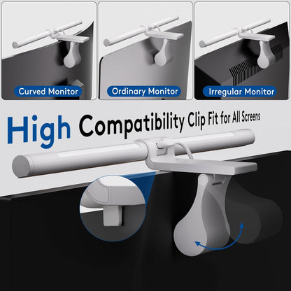Quntis Computer Monitor Light Bar with Remote, Eye-Care Monitor Light Backlight Desk Lamp for Home Office Gaming, Stepless Dimming Brightness and Color Temperature, No Screen Glare, Gray