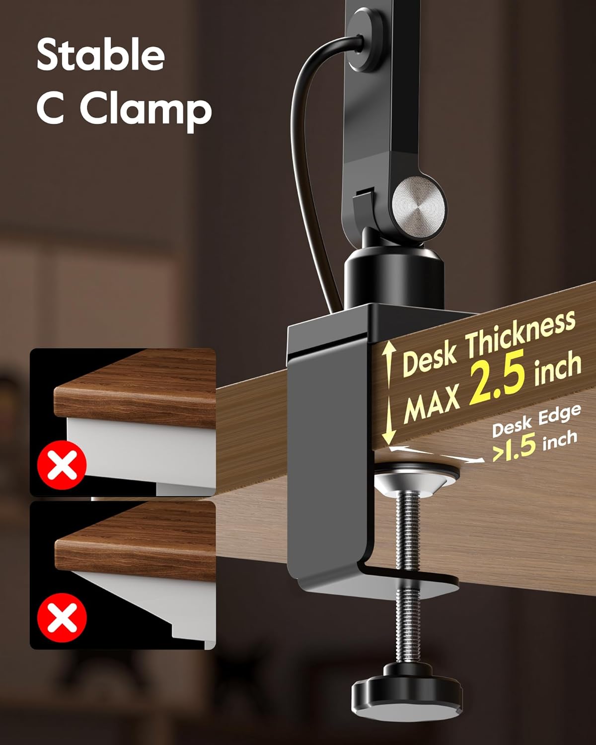 Desk Lamps for Home Office, 2000LM Eye-Caring Desk Light with Clamp, Dimmable Zoom Lighting with 3 Colors & 10 Brightness, Remote Computer Ring Light for Video Calls,Conference, Reading, CRI>97.8
