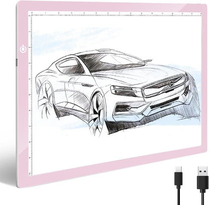 KIVOTAC A3 LED Light Pad，Tracing Light up Box Ultra-Thin USB Powered Brightness Dimmable Bright Copy Board for Drawing, Weeding Vinyl, Diamond Art, Sketching and Animation