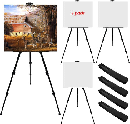 Art Painting Display Artist Easel Stand,Ns Jymb Portable Metal Adjustable Easels for Painting Canvases Height from 17 to 66 Inch - Carry Bag for Table-Top/Floor Displaying and Wedding Signs - Black