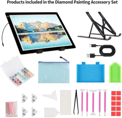 A4 Light Board for Diamond Painting - Tracing Light Box with Stand, Stepless Dimmable 3 Levels Brightness Light Pad, Ultra-Thin LED Light Pad for Weeding Vinyl, Drawing, Diamond Painting