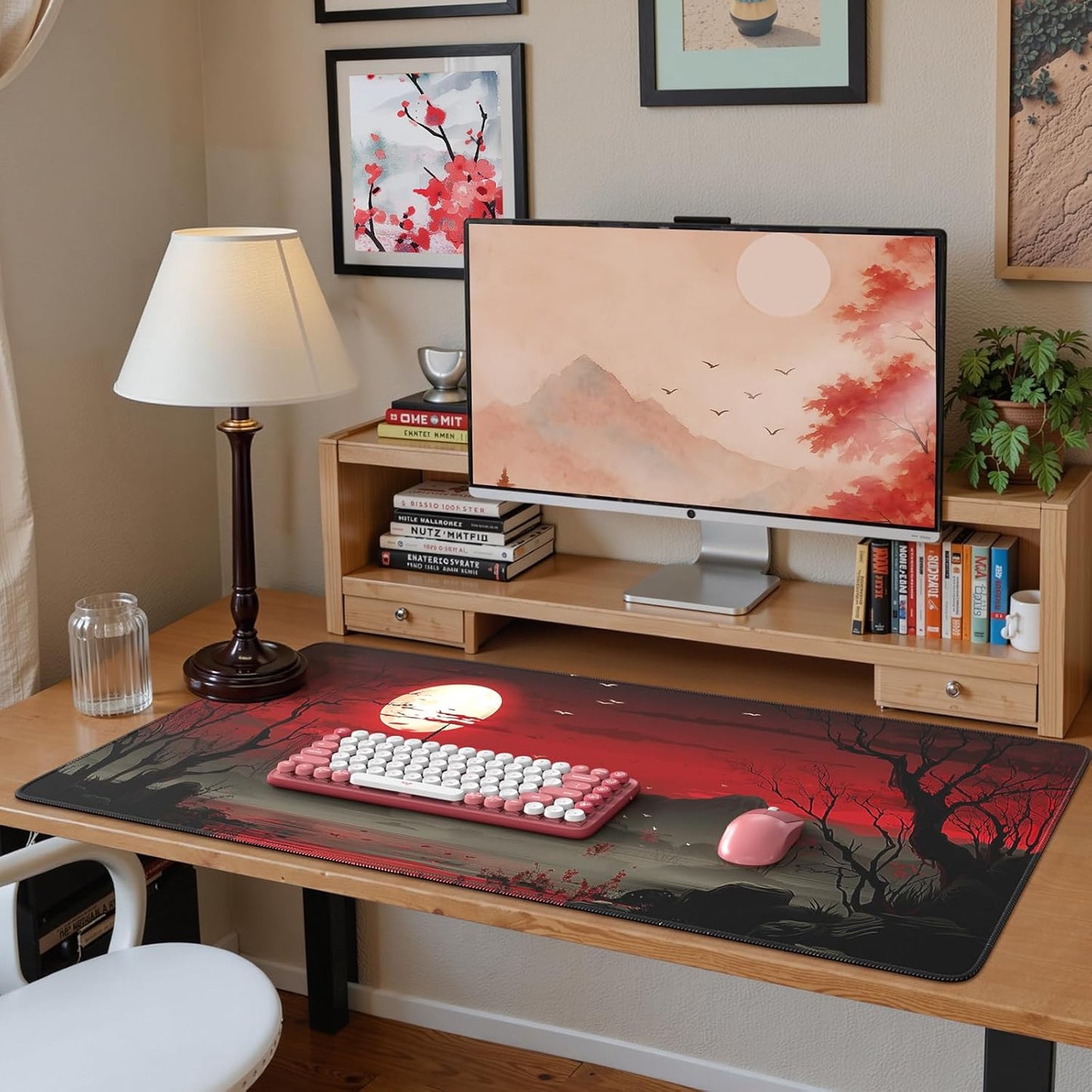 iCasso Desk Cover Mat, Office Mouse Pad, Desk Protector Mat, Extra Large Matt for Desktop,Anti-Slip XXL Big Mousepad with Stitched Edges for Computer Keyboard Retro Black - Colors B