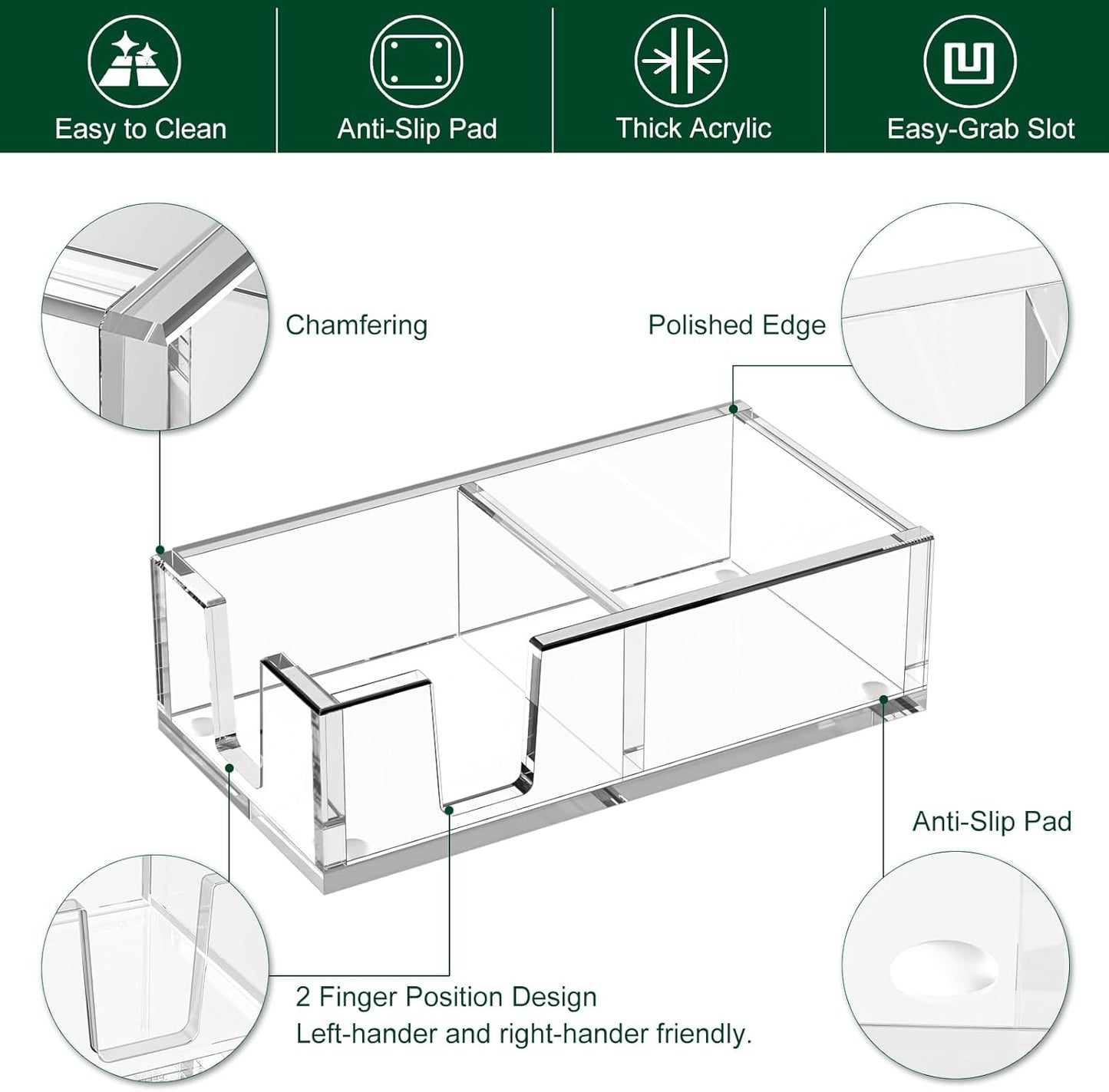 Acrylic Sticky Note Holder, Self-Stick Note Pad Holder W/O Pads - Note Dispenser Memo Pad Holder Desk Organizer for School Office Home (3''x3'' Clear)