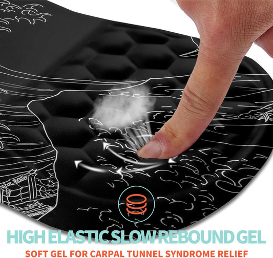 Ergonomic Mouse Pad Wrist Support with Memory Foam Massage Bulge, Carpal Tunnel Pain Relief Mousepad Wrist Rest for Mouse(12x8 inch, Silver Gray Light Purple)