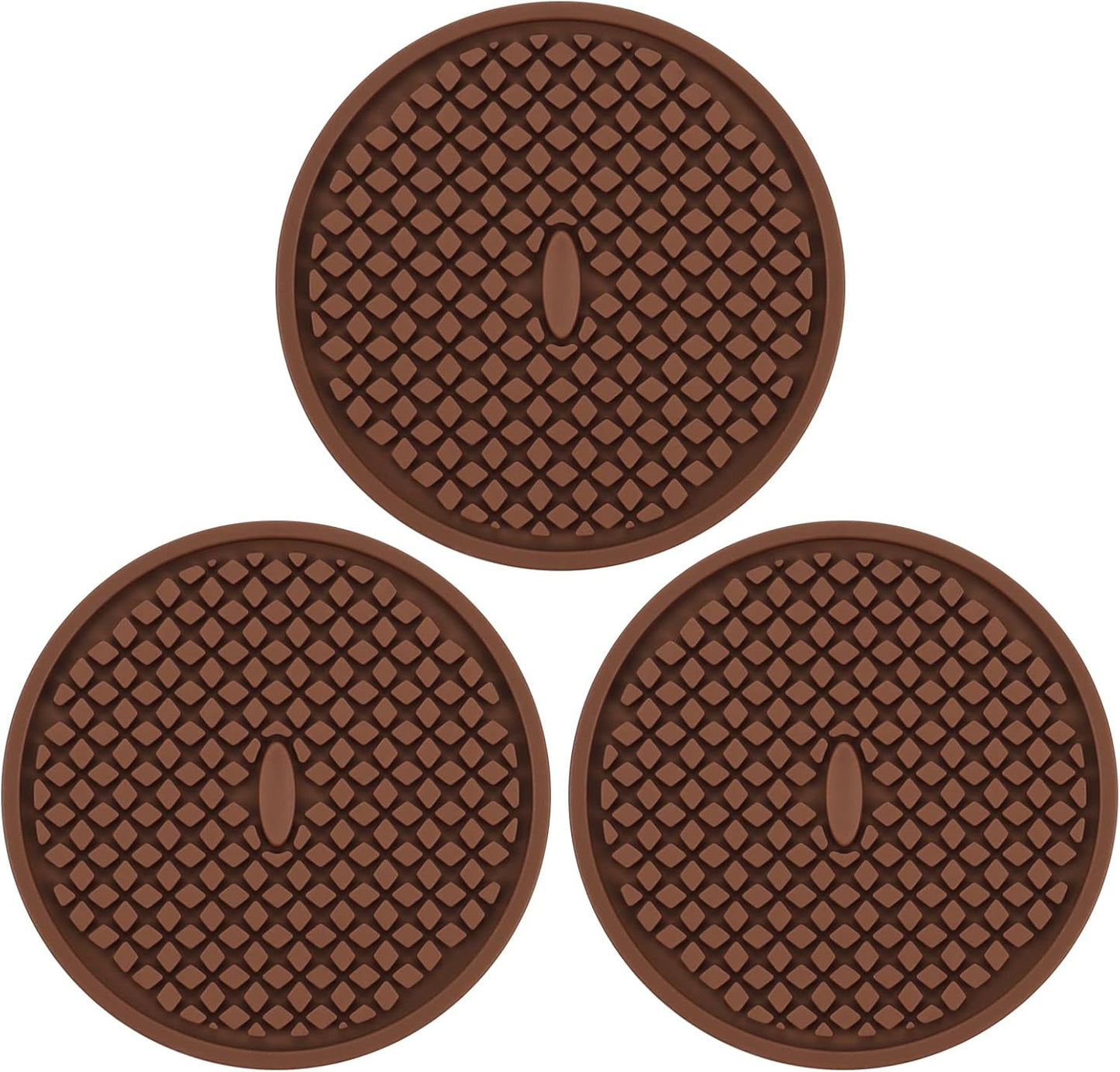 2 Pack Silicone Coasters for Drinks, Round Black Coaster with Deep Tray Grooved Design Cup Mat, Washable Heat Resistant Durable Non-Slip Coasters for Coffee Table Wooden Desk Kitchen Bar