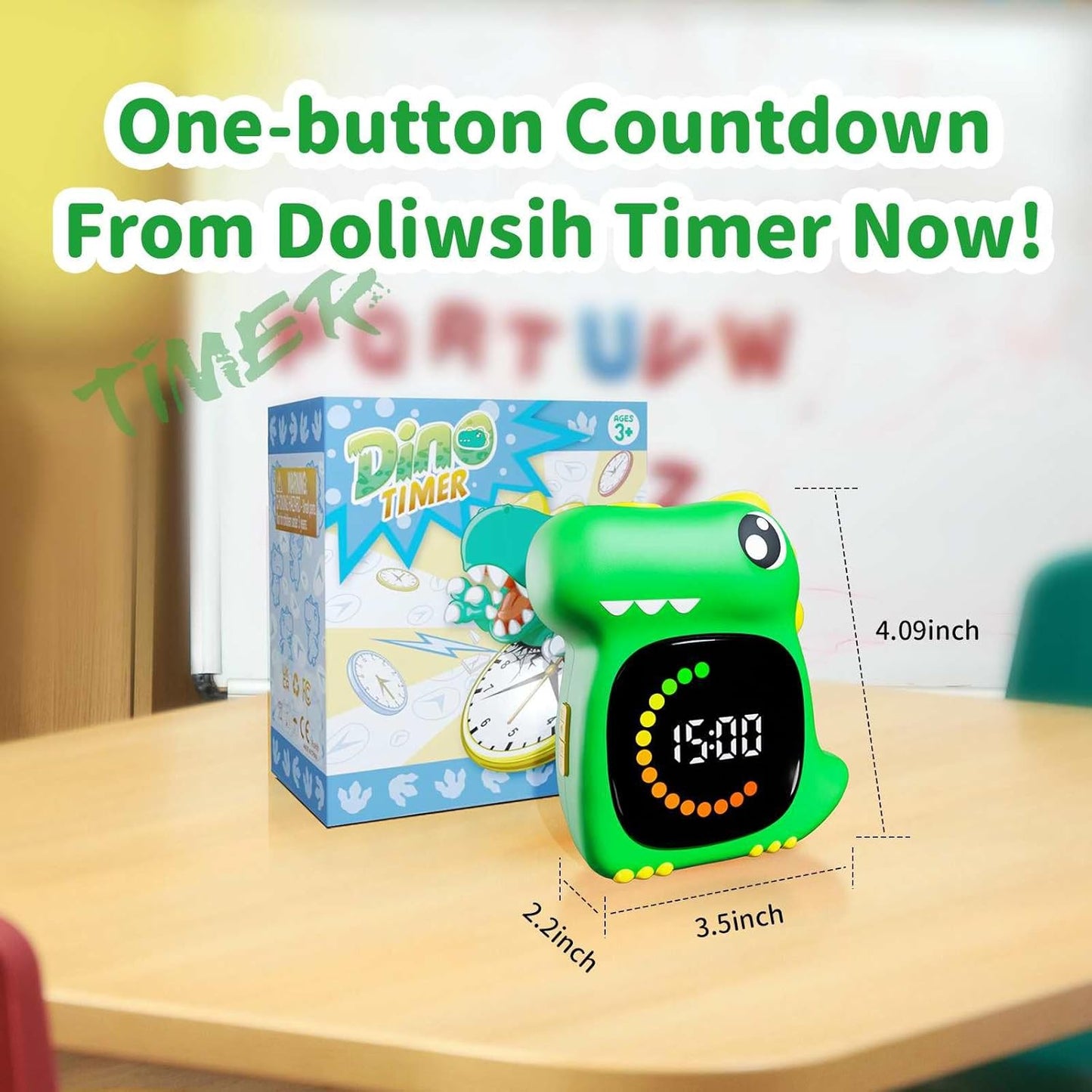 Visual Timer for Kids Light Blue Dinasuor Kids Timer Visual Led Rechargeable Toddler Timer Visual Countdown for Classroom Home Studing Playing