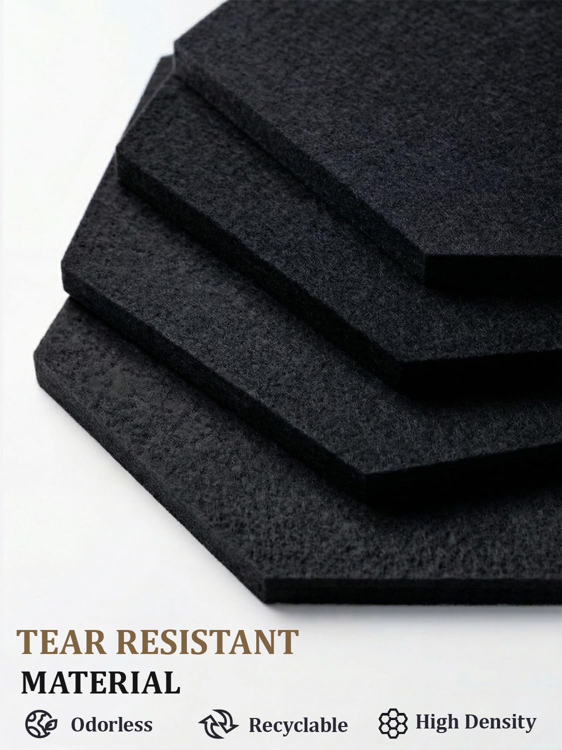 8 Pack Hexagon Felt Bulletin Board Tiles - 12" Large Thick Pin Board for Walls with 30 Push Pins, DIY Boards for Office Home School Decor, Aesthetic Hex Cork Board Alternative