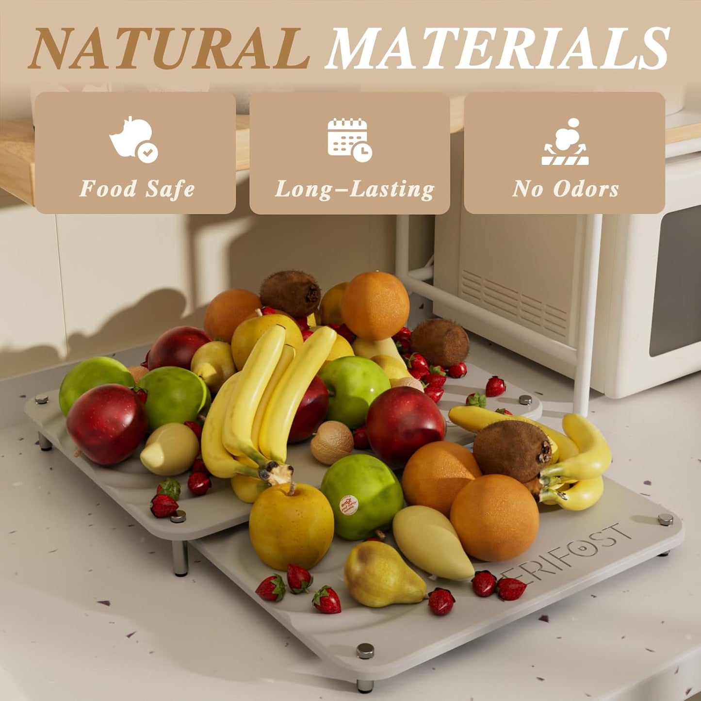 Pearl White 2Pcs Large Stone Dish Drying Mat with Acacia Wood Holder Stand for 1 Inch Cutting Board and Stone Drying Mat for Kitchen Counter Quick Dry Diatomaceous Earth Mat for Kitchen Counter