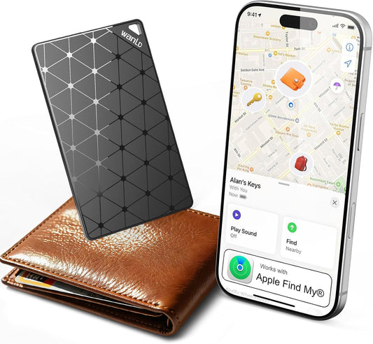 Wallet Tracker Card, [Apple MFi Certified] Ultra-Thin Item Finder Works with Apple Find My (iOS Only), Over 5-Year Battery Life, Slim Bluetooth Tracking Tag for Wallet, Luggage, Passport & Bags-Black